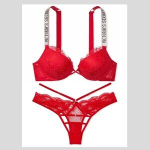 New! Victoria’s Secret Very Sexy Red Push Up Bra & Panty Set 10376